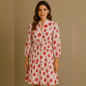 Vintage Handmade 2 Piece Floral Overcoat & Pleated Dress Set